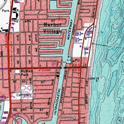 Topographic Map of Atlantic Pompano Bridge, FL