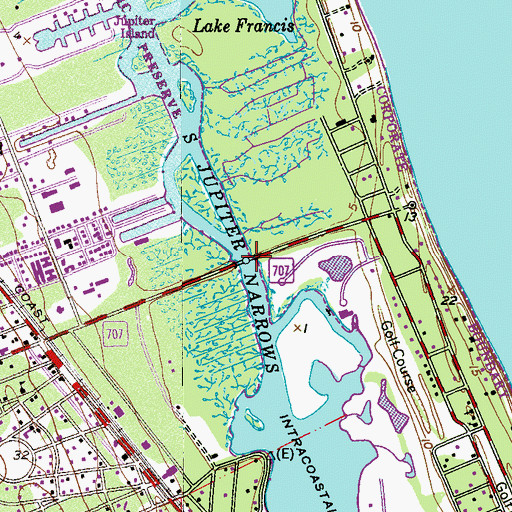 Topographic Map of Hobe Sound Bridge, FL