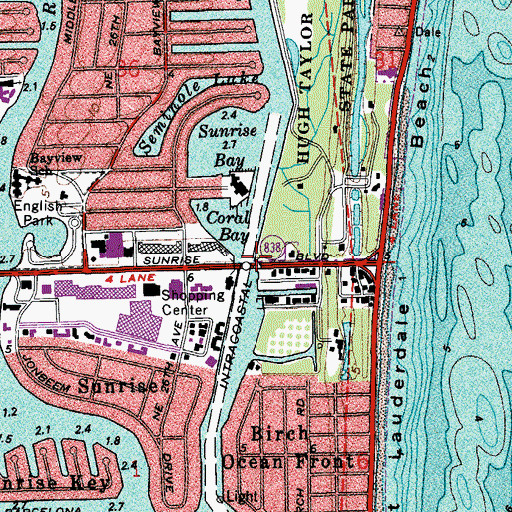 Topographic Map of Sunrise Bridge, FL