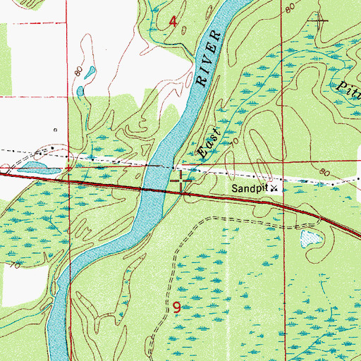 Topographic Map of James Riley 'Jim Paul' Bridge, FL