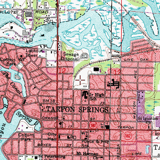 Topographic Map of Anclote Bridge, FL