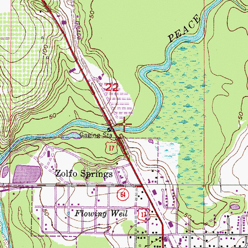 Topographic Map of Doyle E Carlton Bridge, FL