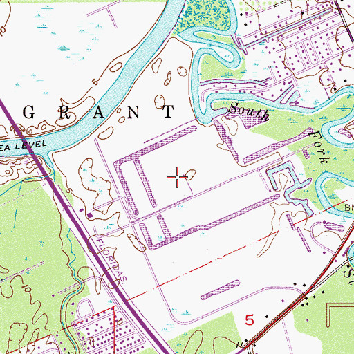 Topographic Map of Thomas Mauvel Bridge, FL