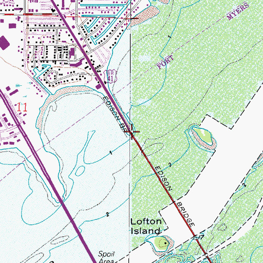 Topographic Map of Caloosahatchee Bridge, FL