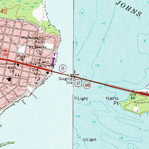 Topographic Map of Memorial Bridge, FL