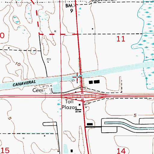 Topographic Map of Christa McAuliffe Bridge, FL