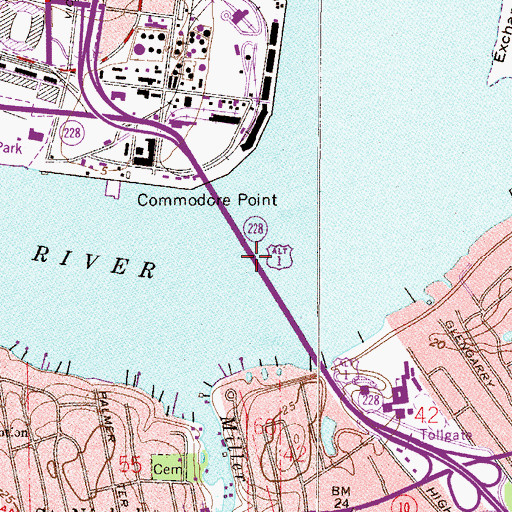 Topographic Map of Isaiah D Hart Bridge, FL