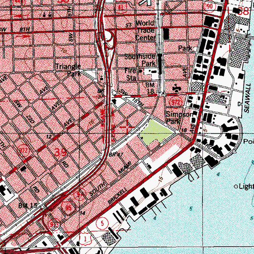 Topographic Map of Brickell Christian School, FL