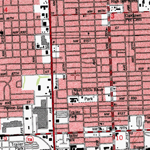 Topographic Map of Sister Clara Muhammad School, FL