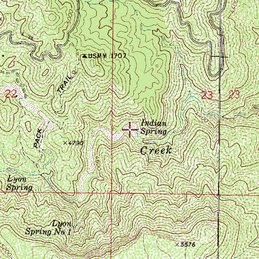 Topographic Map of Indian Spring, AZ