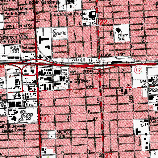 Topographic Map of Asbury Christian School, FL