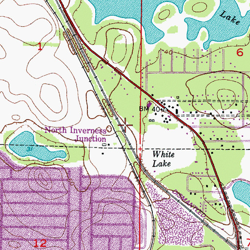 Topographic Map of North Inverness Junction, FL