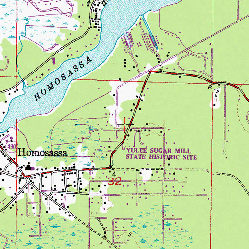 Topographic Map of Sugar Mill Historic Memorial, FL
