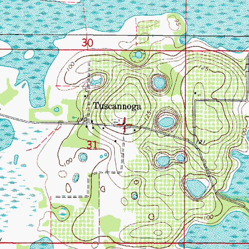 Topographic Map of Tuscanooga Baptist Church, FL