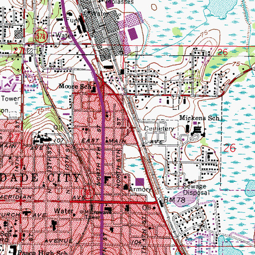 Topographic Map of Temple Baptist Church School, FL