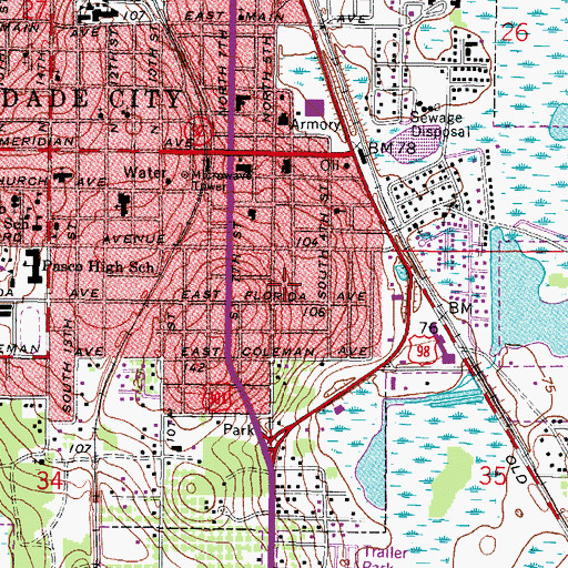 Topographic Map of East Pasco Adventist Educational Center, FL