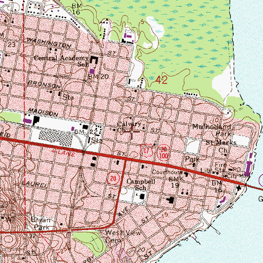 Topographic Map of Calvary Christian School, FL
