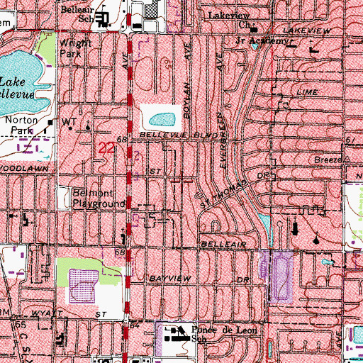 Topographic Map of Suncoast Christian School, FL