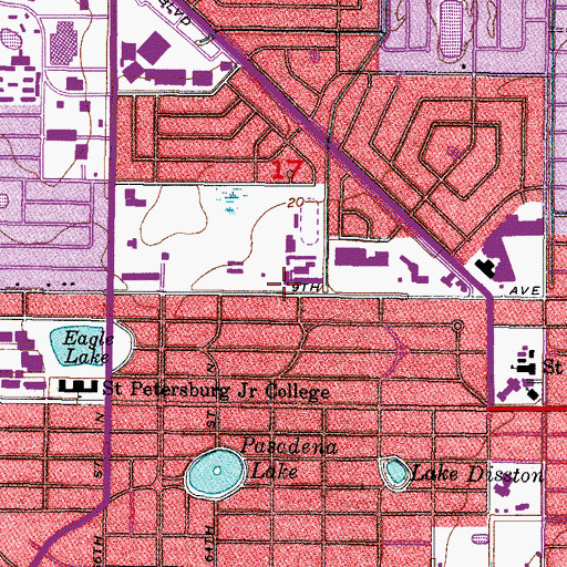 Topographic Map of Saint Petersburg Christian School, FL