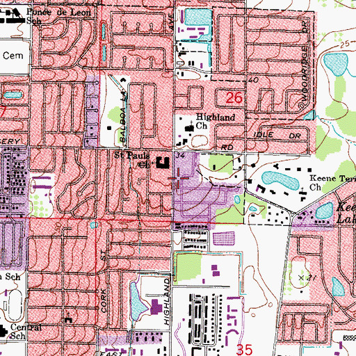 Topographic Map of Saint Paul School, FL