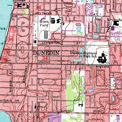 Topographic Map of Highland Park School, FL