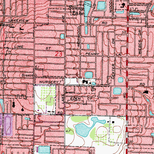 Topographic Map of First Lutheran School, FL