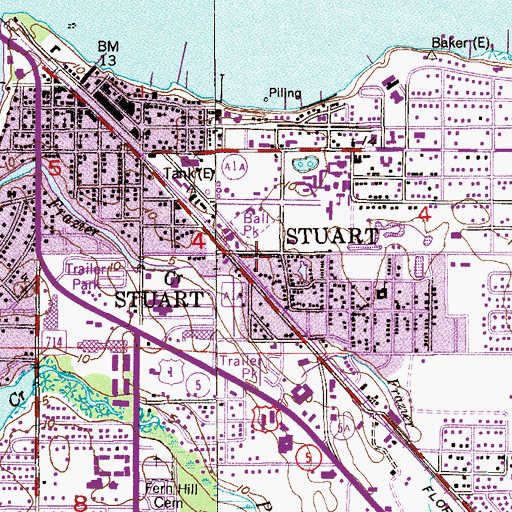 Topographic Map of Martin County Private School, FL