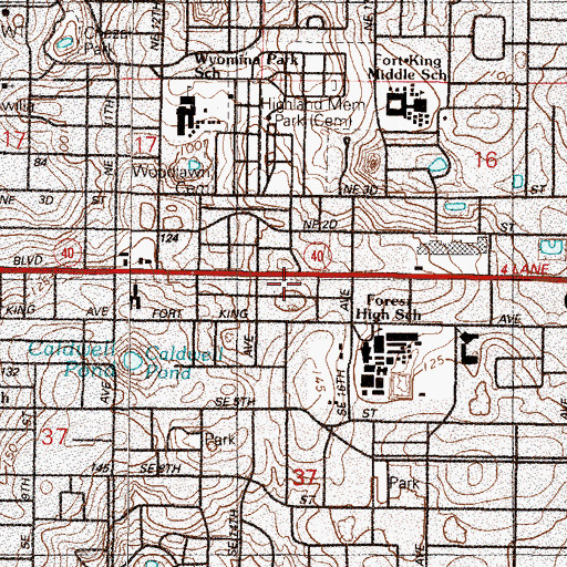 Topographic Map of Highland Christian School, FL