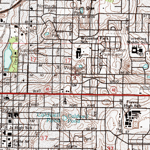 Topographic Map of Grace Episcopal School, FL