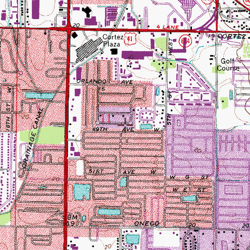 Topographic Map of West Coast Junior Academy, FL