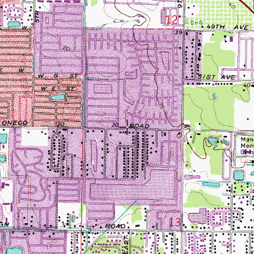 Topographic Map of Three Oaks School, FL