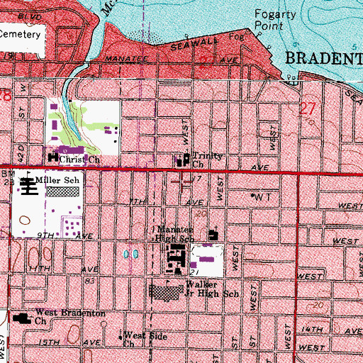 Topographic Map of Nicholson School of Bradenton, FL