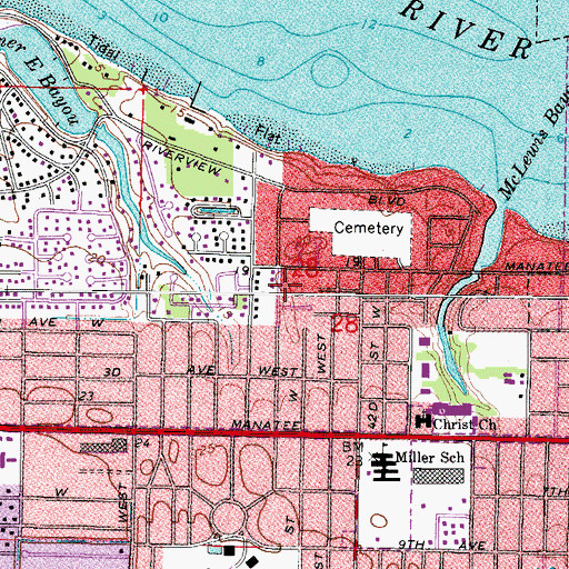 Topographic Map of Alpha-Omega Private School, FL