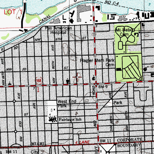 Topographic Map of West Flagler Day Care, FL