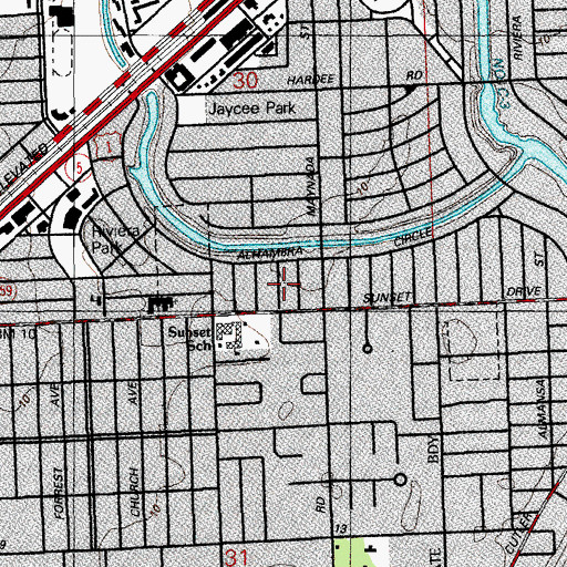 Topographic Map of Sunset Preparatory School, FL