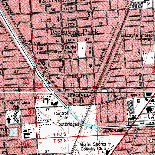 Topographic Map of Miami Shores Community Church Day Care, FL