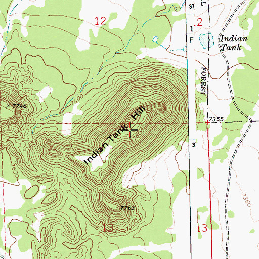 Topographic Map of Indian Tank Hill, AZ