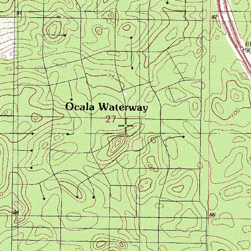 Topographic Map of Ocala Waterway, FL