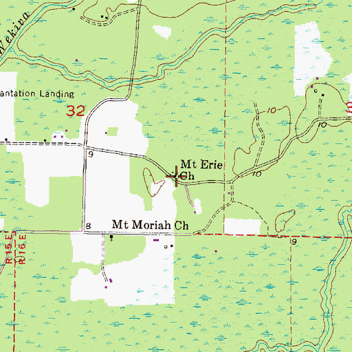 Topographic Map of Mount Erie Cemetery, FL