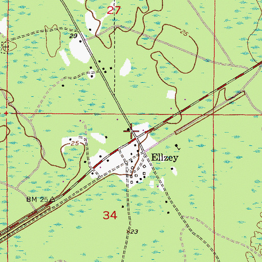 Topographic Map of Ellzey Church, FL