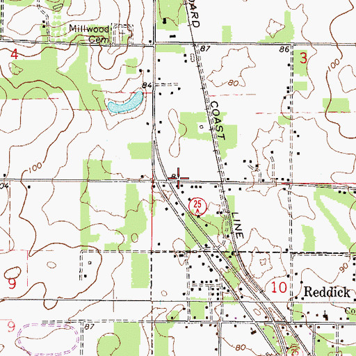 Topographic Map of Millwood, FL