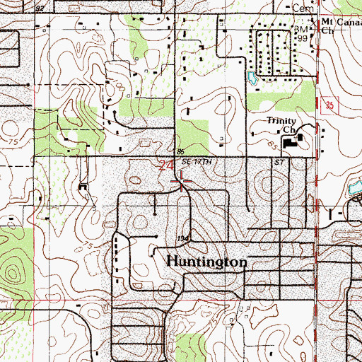 Topographic Map of Huntington, FL