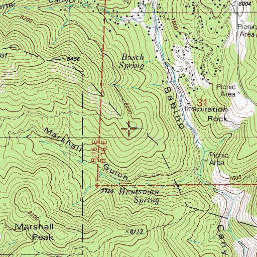 Topographic Map of Inspiration Rock, AZ