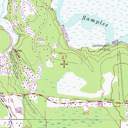 Topographic Map of Moses Harrold Grant, FL