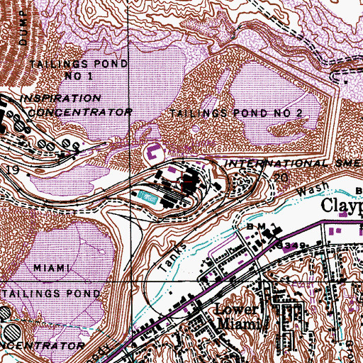 Topographic Map of International Smelter, AZ