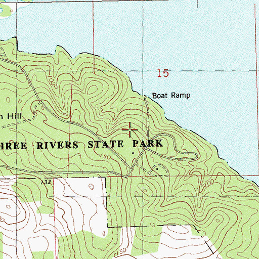 Topographic Map of Three Rivers State Park, FL