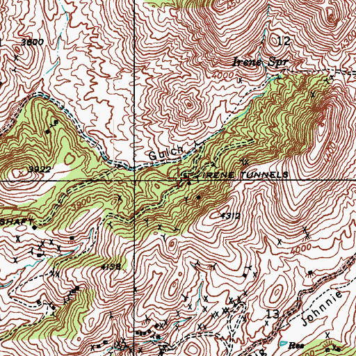 Topographic Map of Irene Tunnels, AZ