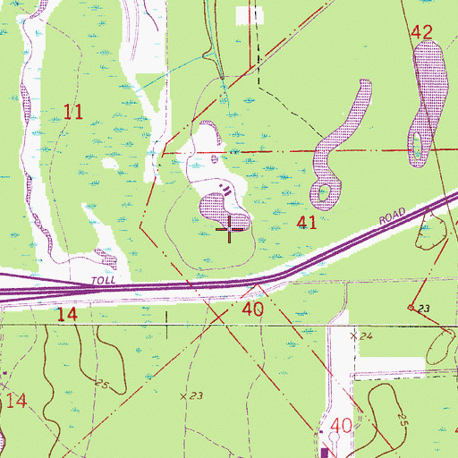 Topographic Map of J Peavett Grant, FL