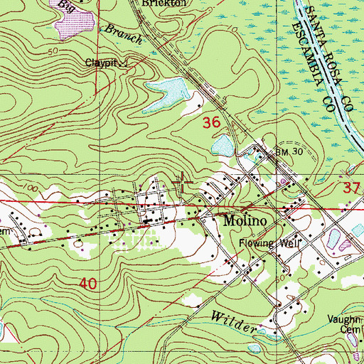 Topographic Map of John De La Rua Grant, FL