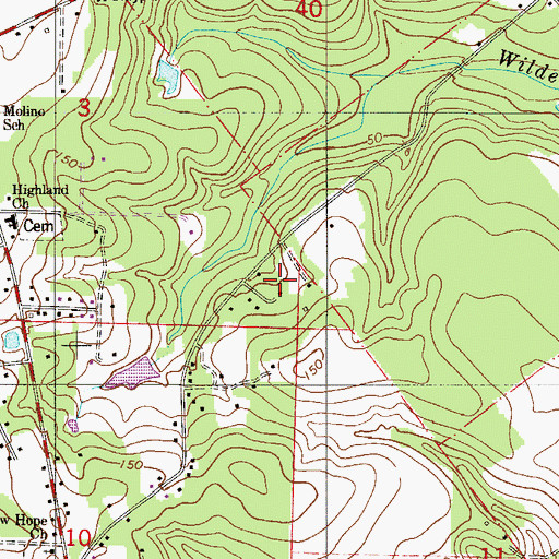 Topographic Map of Cedartown School, FL